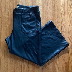 Sz 20 Anthropologie Faux Leather Wide Leg Pants